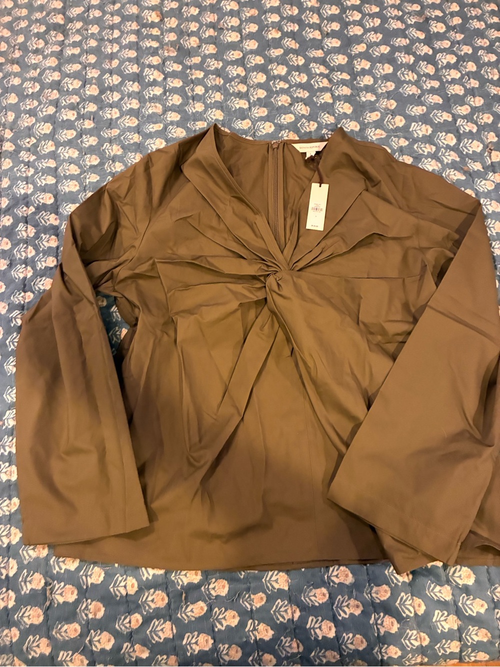 Banana Republic Olive-Brown Long Sleeve Twist-Front Top